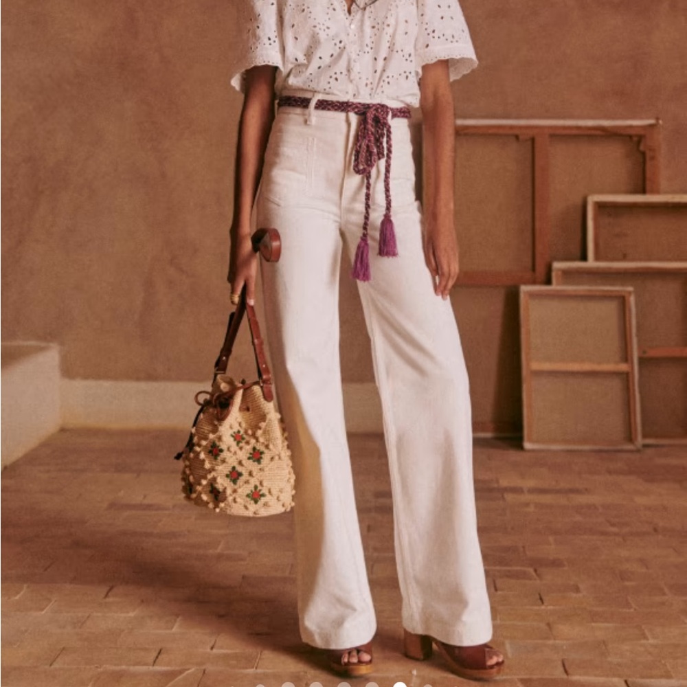 Embroidered Sezane raffia bag - Picture 3 of 17